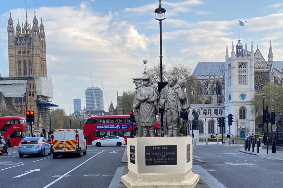 Mockup of the 999 Cenotaph at its preferred site on Whitehall. Photo: 999 Cenotaph / Design: Philip Jackson CVO